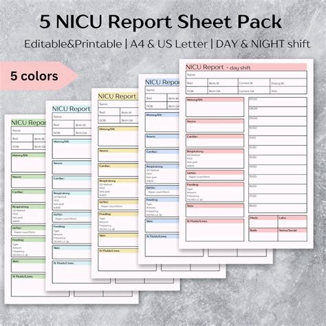 Nicu Report Sheet Printable Nicu Brain Sheet Nicu Patient Etsy