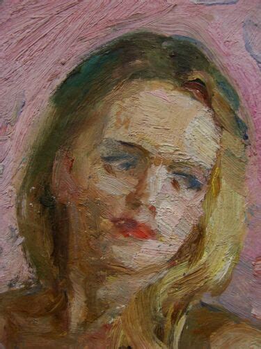 Ukrainian Soviet Oil Painting Female Portrait Nude Woman Impressionism
