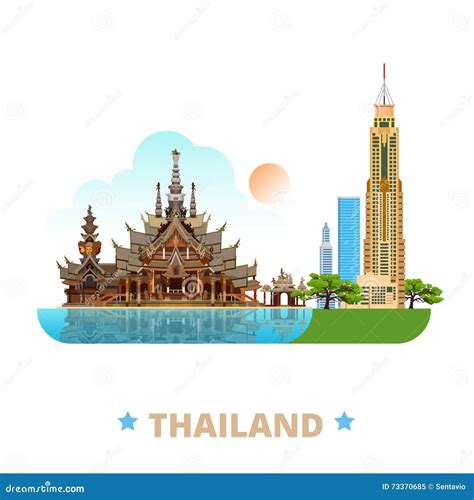 Van Het Het Ontwerpmalplaatje Van Het Land Van Thailand Vlakke Het