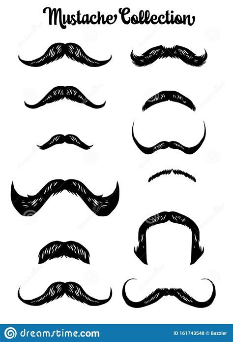 Mustache Collection Black Silhouette Of The Mustache Set Isolated On