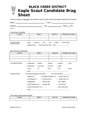 Eagle Scout Candidate Brag Sheet Fill And Sign Printable Template Online