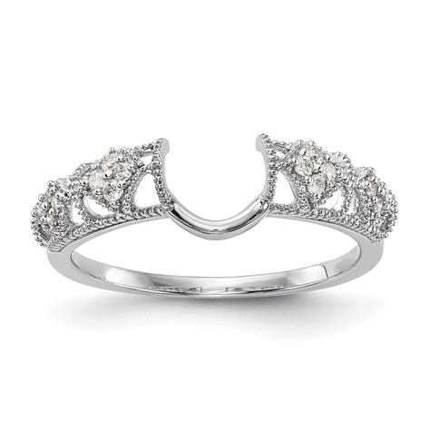 Solid 14k White Gold Engagement Diamond Wrap Wedding Ring Band Guard Enhancer Size 55 Width