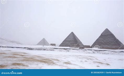 Futuristic Concept Of Saving Planet Egyptian Pyramids In Snow Ai