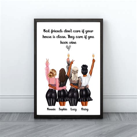 4 Best Friends Print Personalised Print Quote Wall Art Best Etsy