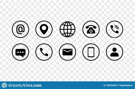 Communication Icon Set In Black Email Location Internet Phone Call