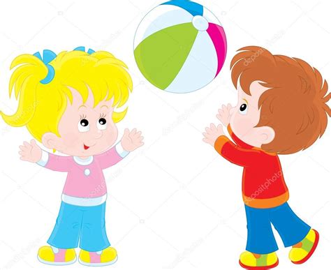 Girl And Boy Playing A Ball Premium Vector In Adobe Illustrator Ai