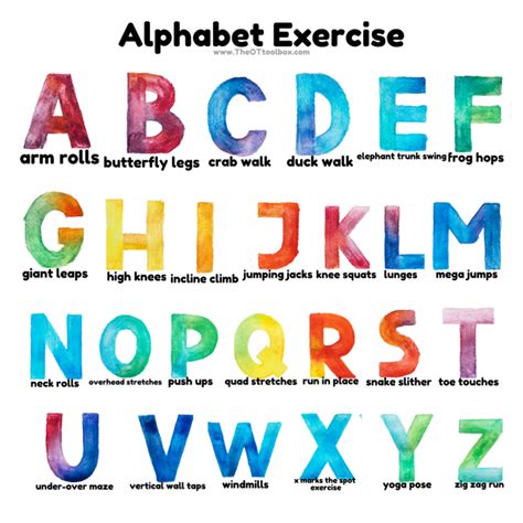 Jack hartmann's workout to the letter sounds engages students to use their bodies and brains while learning. Alphabet Exercises for Kids - The OT Toolbox | Handwriting ...