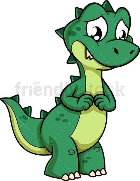 Sad Green Dinosaur Cartoon Clipart Vector Friendlystock