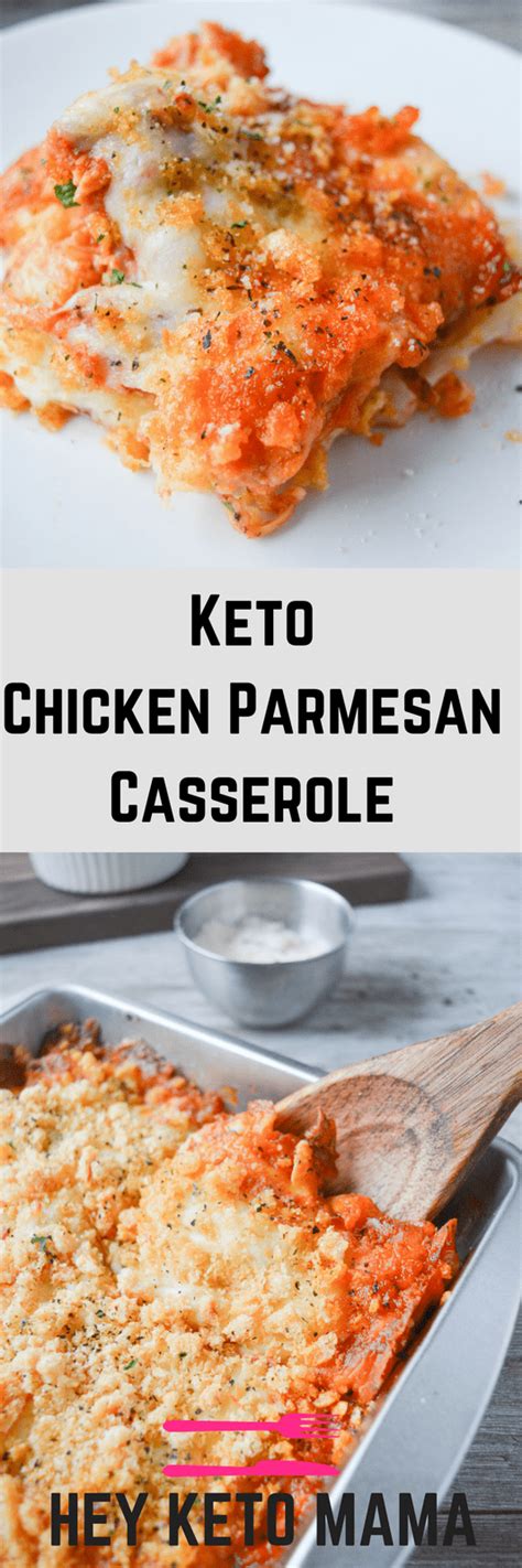 A delicious dinner with less than 10 ingredients and one dish for quick prep and easy cleanup. Keto Chicken Parmesan Casserole - Hey Keto Mama
