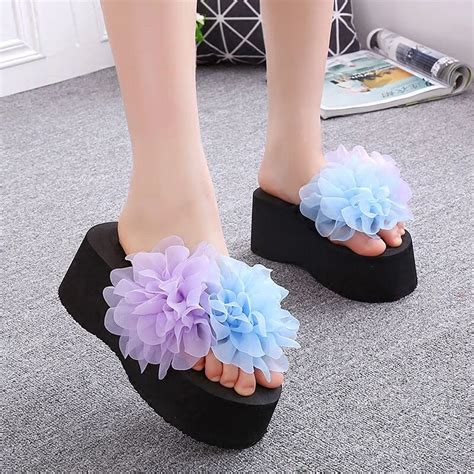 Vtota Summer Women Flip Flop Sandals Platform Flip Flops Flower