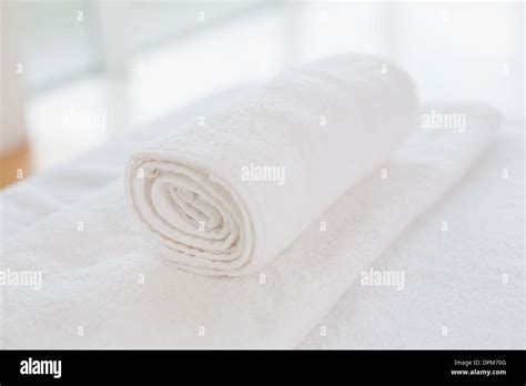 Clean Rolled White Towels Stock Photo Alamy
