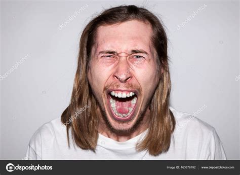 Angry Screaming Man Rage Emotion — Stock Photo © Golubovystock 163876192