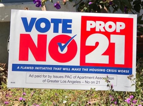 Get Your Free Vote No On Proposition 21 Lawn Sign Today Aagla