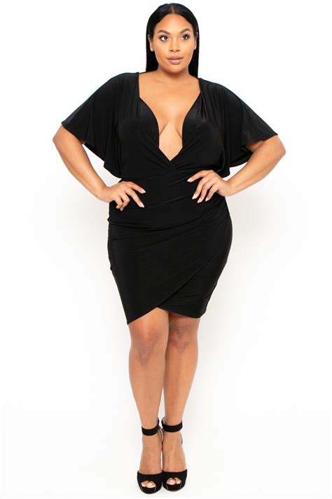 Plus Size Neah T Strap Dress Black Curvy Sense Trendy Plus Size