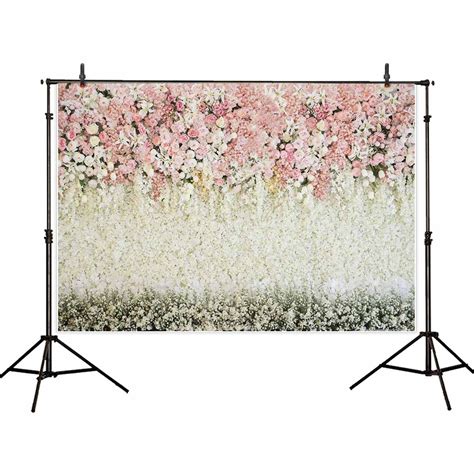 Allenjoy 7x5ft Floral Wedding Backdrop White And Pink Rose Wall