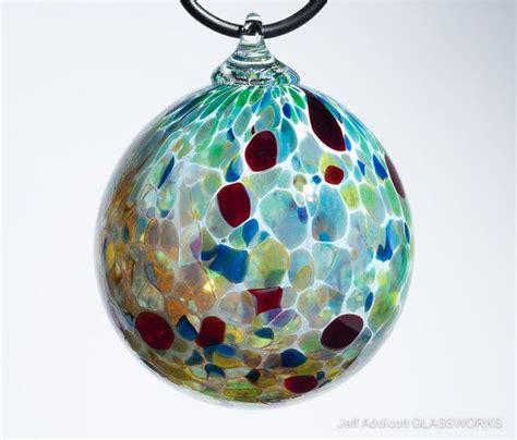 Hand Blown Glass Ornament White With Blue Green And Dark Etsy Glass Ornaments Handblown