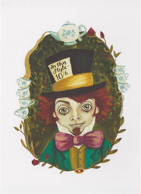 Mad Hatter Print Alice In Wonderland Wall Art Whimsical Print Tea