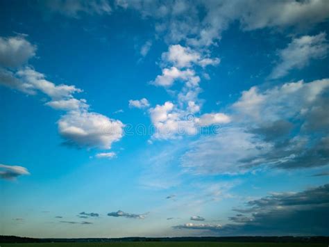 Beautiful Countryside Landscape Deep Blue Sky With White Clouds Stock