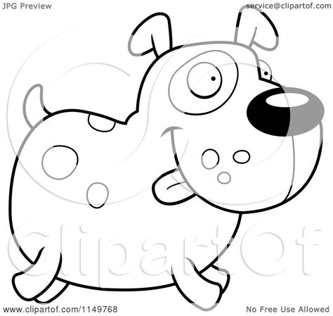Cartoon Clipart Of A Black And White Spotted Dog Running Vector
