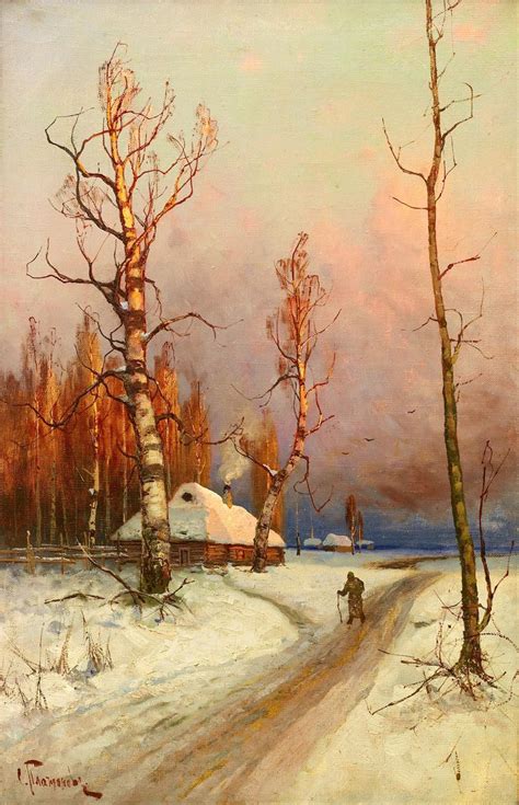 iGavel Auctions: Semyon Platonov, Russian, 1860-1925, Figure on Snowy ...