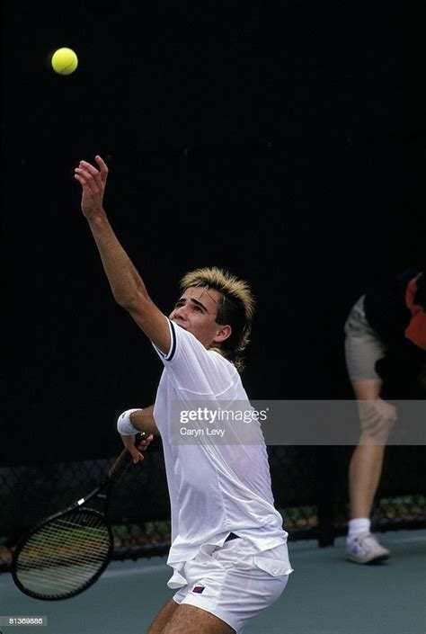 Lipton Championship Usa Andre Agassi In Action Serve During Match