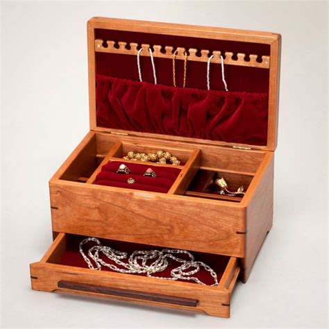 Wooden Jewelry Box Jewelry Box Women Cherry With Pomelle Cherry Lid