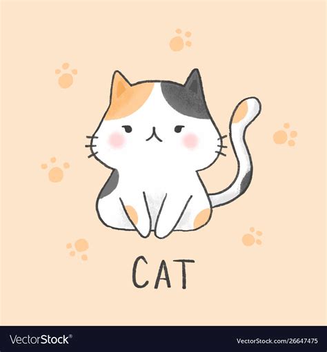 I will show you how i draw each of them and what colors i am going to use. Cute cat cartoon hand drawn style Royalty Free Vector Image