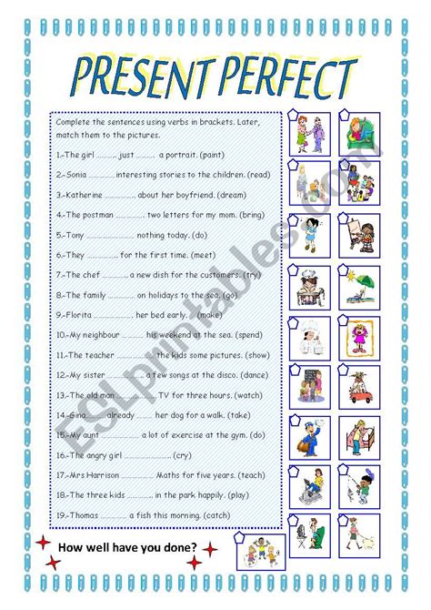 Present Perfect Tense Worksheet Worksheets For Kindergarten