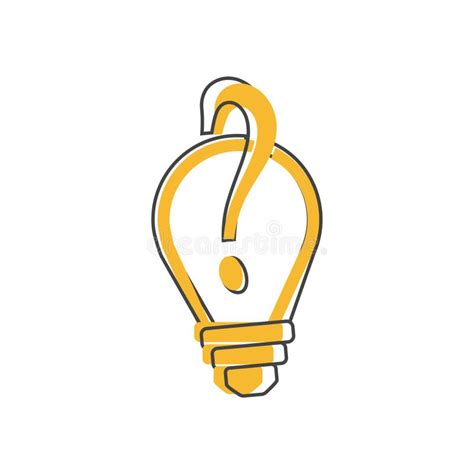 vector icon solution to the problem light bulb with question mark on cartoon style on white