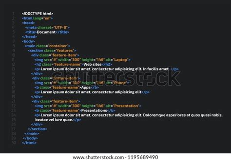 Html Code Website Coding Programming Concept Stock Illustration