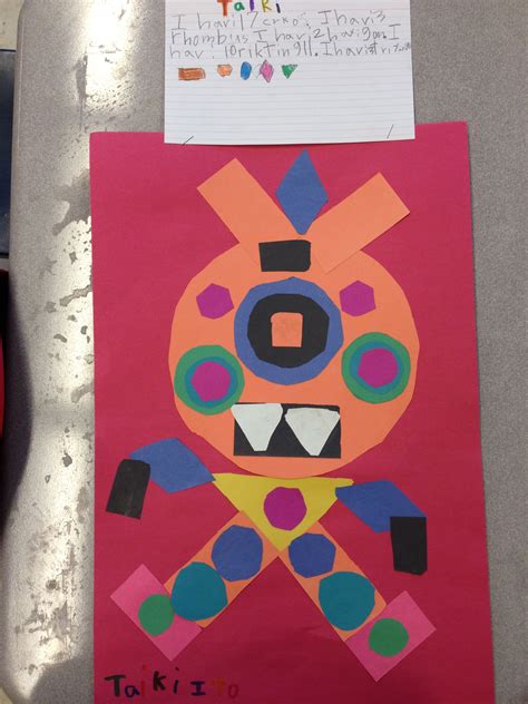 2D shape monster art | 2d shapes, Shape monster, Shapes lessons