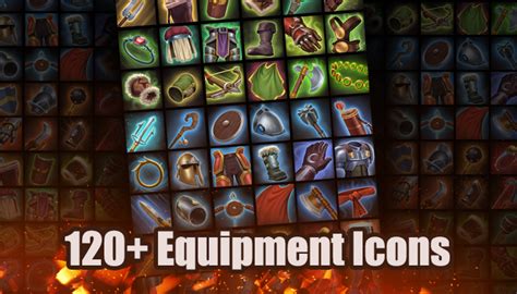 120 Equipment Icon Pack Gamedev Market