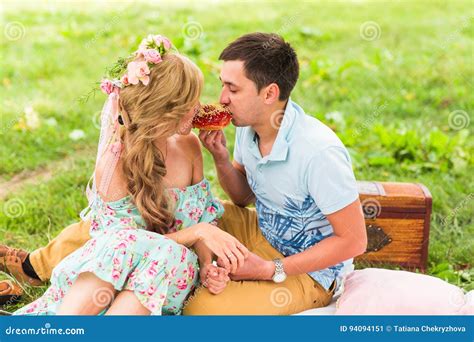 Beautiful Girlfriend Is Feeding Her Handsome Lover Boyfriend With A