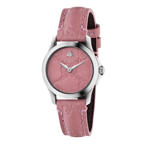 Gucci G Timeless Signature 27mm Stainless Steel Pink Dial Watch Jr