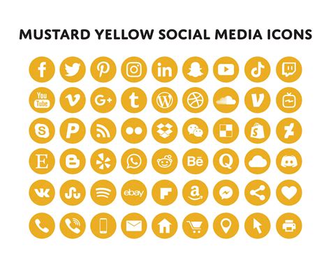 Mustard Yellow Social Media Icons Bundle Yellow Social Media Icons Blog