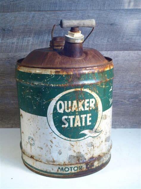 Vintage Quaker State Motor Oil Gallon Can Wood Handle Ebay