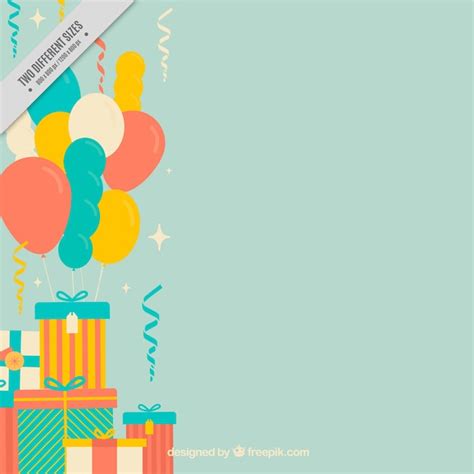 Fundo Do Aniversário Com Balões E Presentes Em Design Plano Vetor Grátis