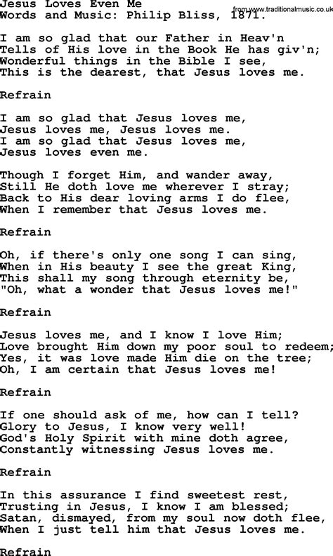 Jesus Loves Even Me By Philip Bliss Christian Hymn Or Song Lyrics