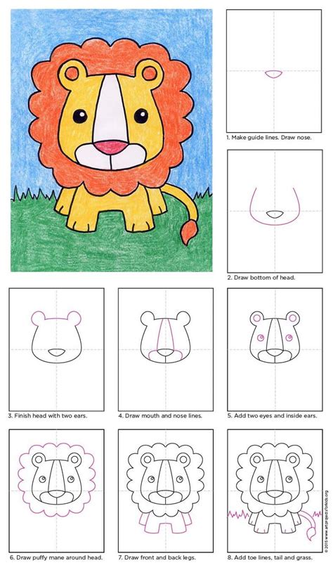 Animals drawing for colouring winter animals pictures to color. How to Draw a Lion | Art drawings for kids, Art projects ...