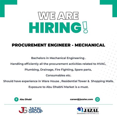 Abu Dhabi Uae Procurement Engineer Mechanical Job Vacancy
