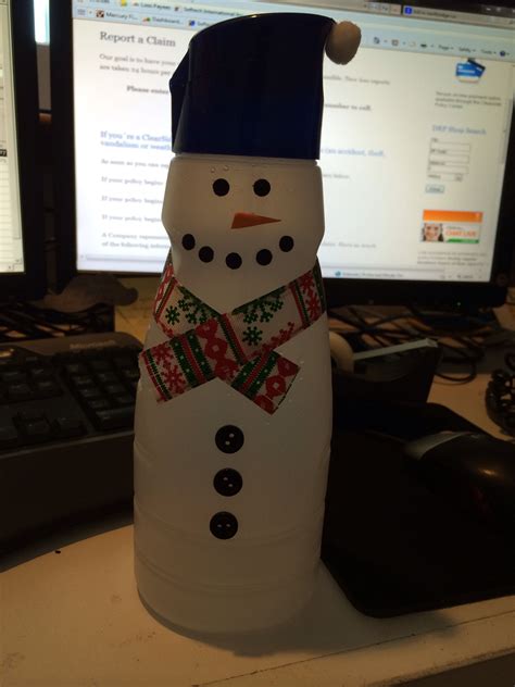 Just Made This Snowman From The Coffee Creamer Bottle Fun Craft For