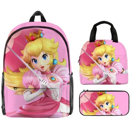 Princess Peach Backpack Mario Lunch Bag Pencil Case For Kids El Mercado