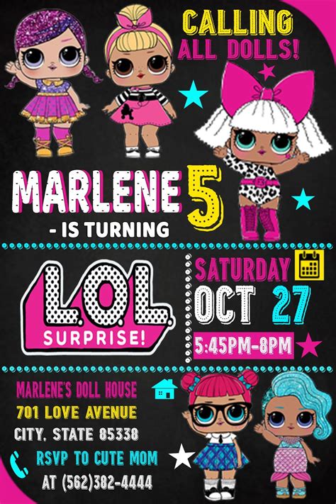 LoL doll Birthday Invitations - invitations | Kids birthday party invitations, Kids invitations ...