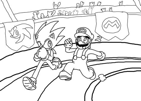 Sonic Vs Mario Racing Lineart By Xero J On Deviantart