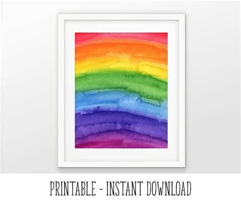 Printable Rainbow Watercolor Art Poster Rainbow Colors Etsy