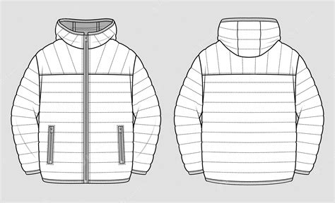 Premium Vector Lightweight Puffer Jacket Technical Sketch