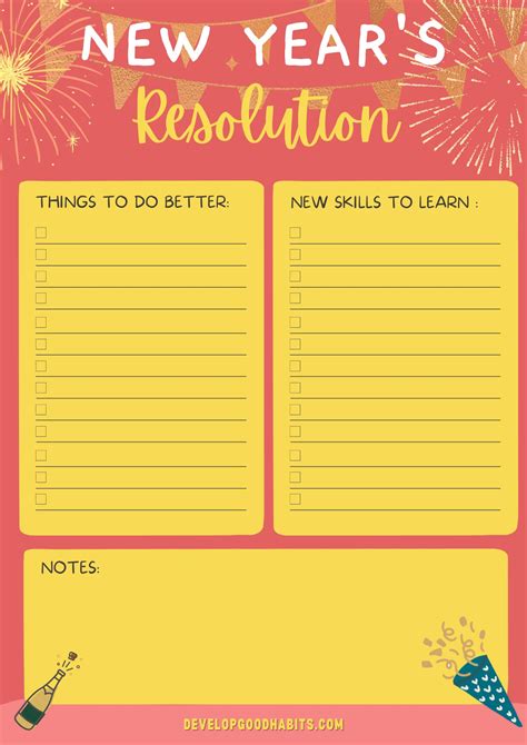 15 Printable New 12 Monthss Resolutions Templates For 2023 Happily