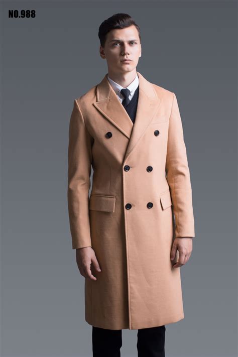 S Xl Classic Style Mens Slim Wool Trench Coat Male Cashmere Long