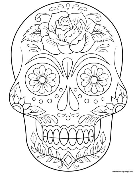 You could download these coloring sheets at no cost and then use it in day dead skull coloring page inspirational cool coloring page for. Sugar Skull With Flowers Calavera Coloring Pages Printable