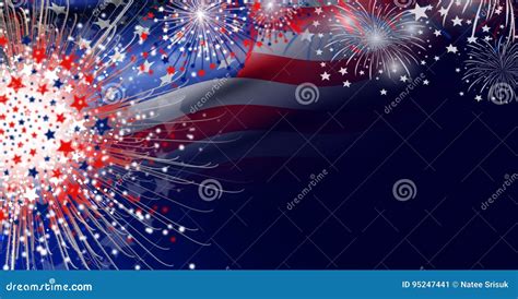 USA Flag With Firework Background Design Stock Illustration Illustration Of Celebration